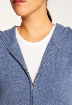 Montagut Les Incontournables-Gilet à capuche en cachemire - Orus 95-Bleu denim