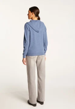 Montagut Les Incontournables-Gilet à capuche en cachemire - Orus 95-Bleu denim