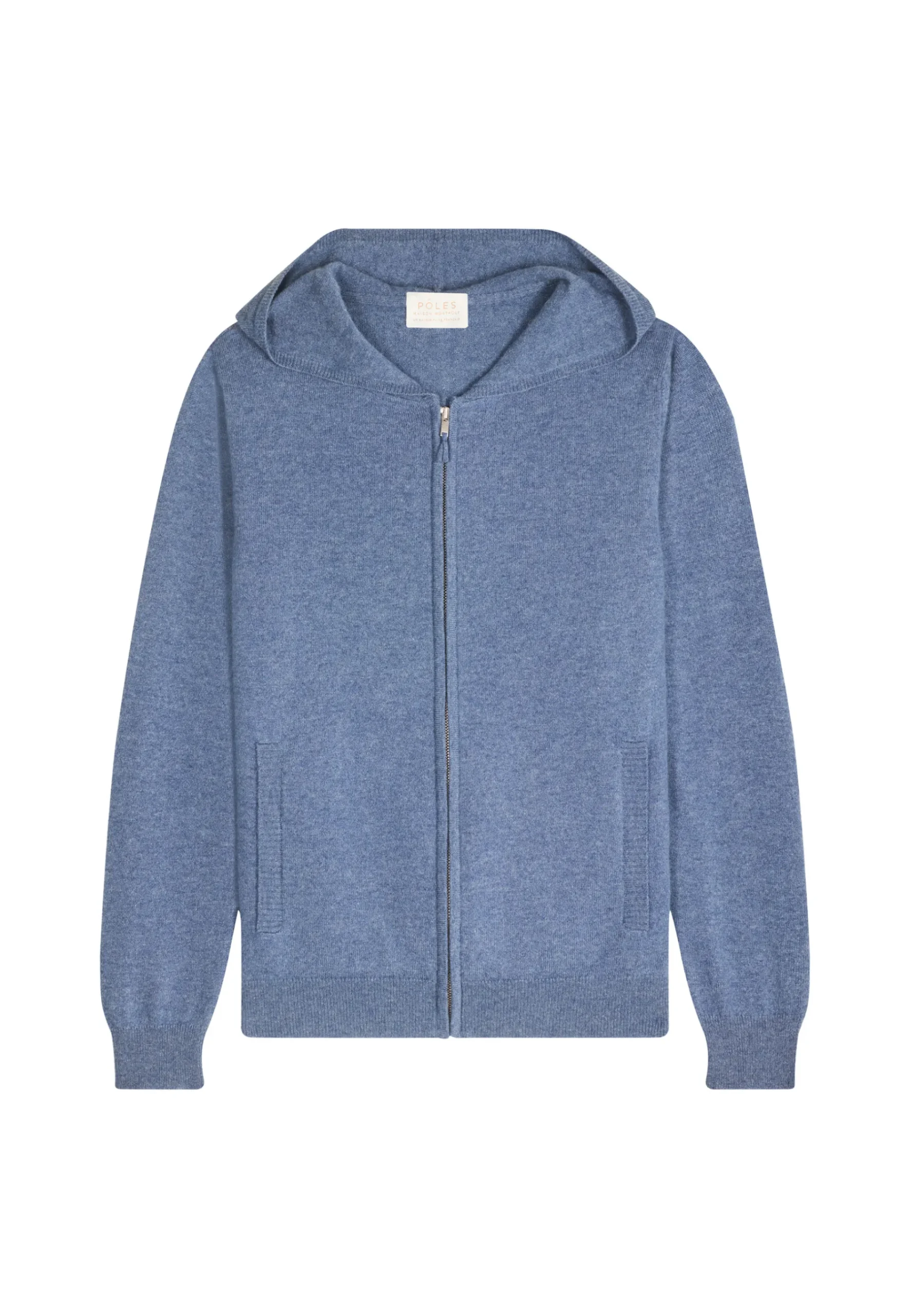 Montagut Les Incontournables-Gilet à capuche en cachemire - Orus 95-Bleu denim