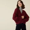 Montagut Vestes Et Cardigans-Gilet à côtes perlées en mohair - Camille 51-Bordeaux