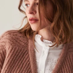 Montagut Vestes Et Cardigans-Gilet à côtes perlées en mohair - Camille 13-Beige moyen