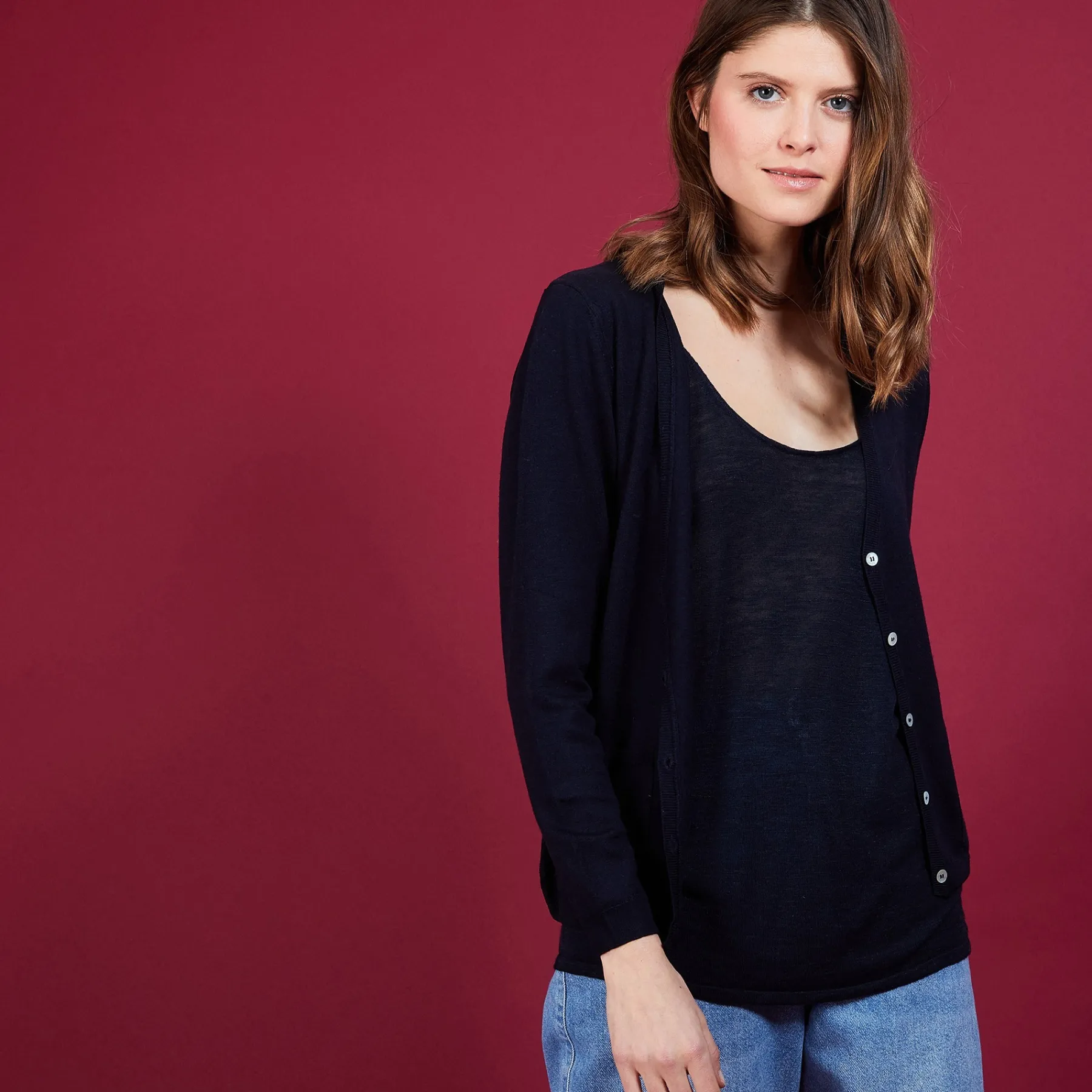 Montagut Vestes Et Cardigans-Gilet 100% laine mérinos - Baby 05-Bleu marine