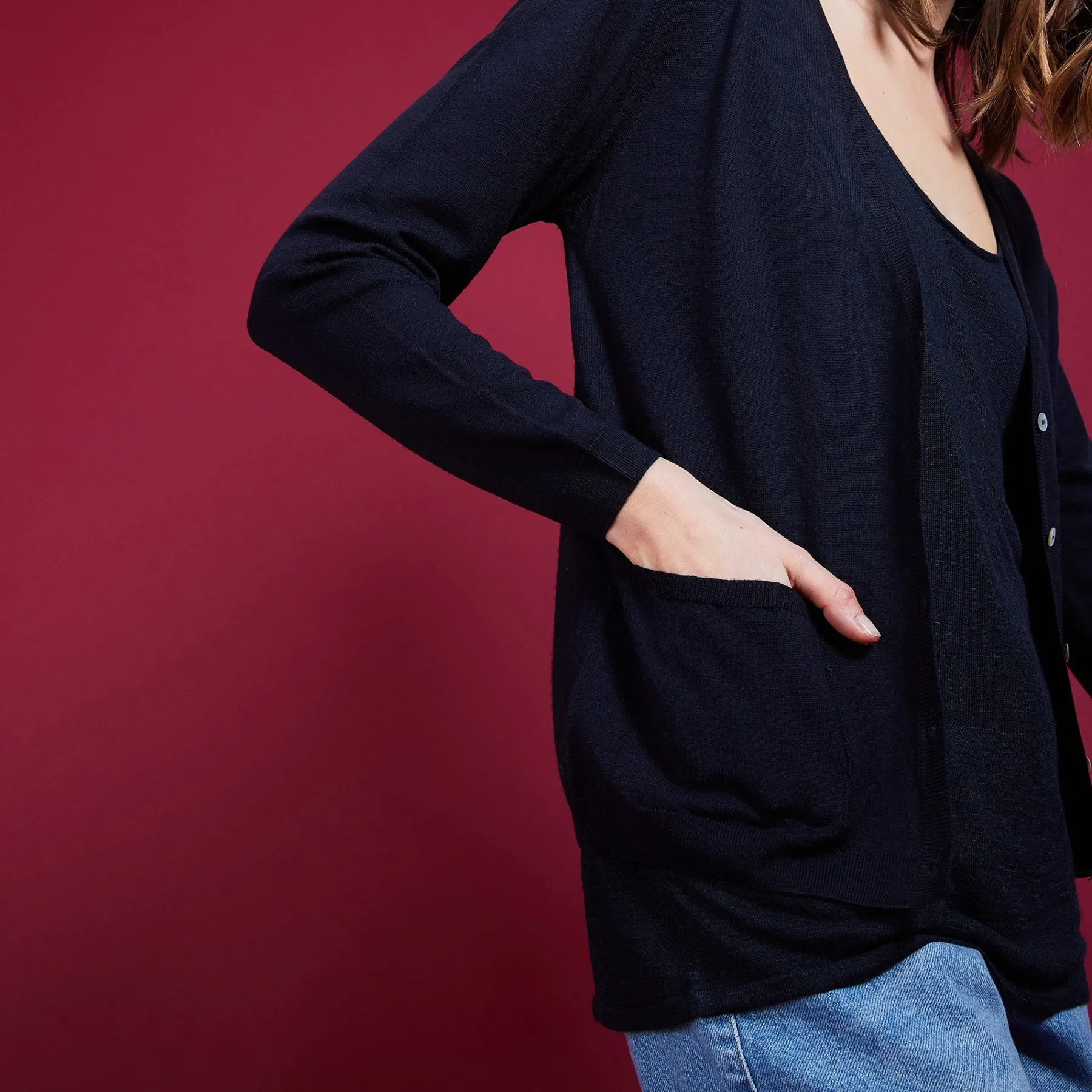 Montagut Vestes Et Cardigans-Gilet 100% laine mérinos - Baby 05-Bleu marine