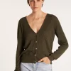 Montagut Vestes Et Cardigans-Gilet à poches en lin flammé - Beauté 83-Kaki