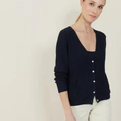 Montagut Vestes Et Cardigans-Gilet à poches en lin flammé - Beauté 05-Bleu marine