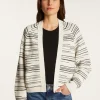 Montagut Vestes Et Cardigans-Gilet à rayures en coton - Darcy 82-Ecru