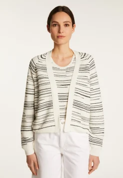Montagut Vestes Et Cardigans-Gilet à rayures en coton - Darcy 82-Ecru