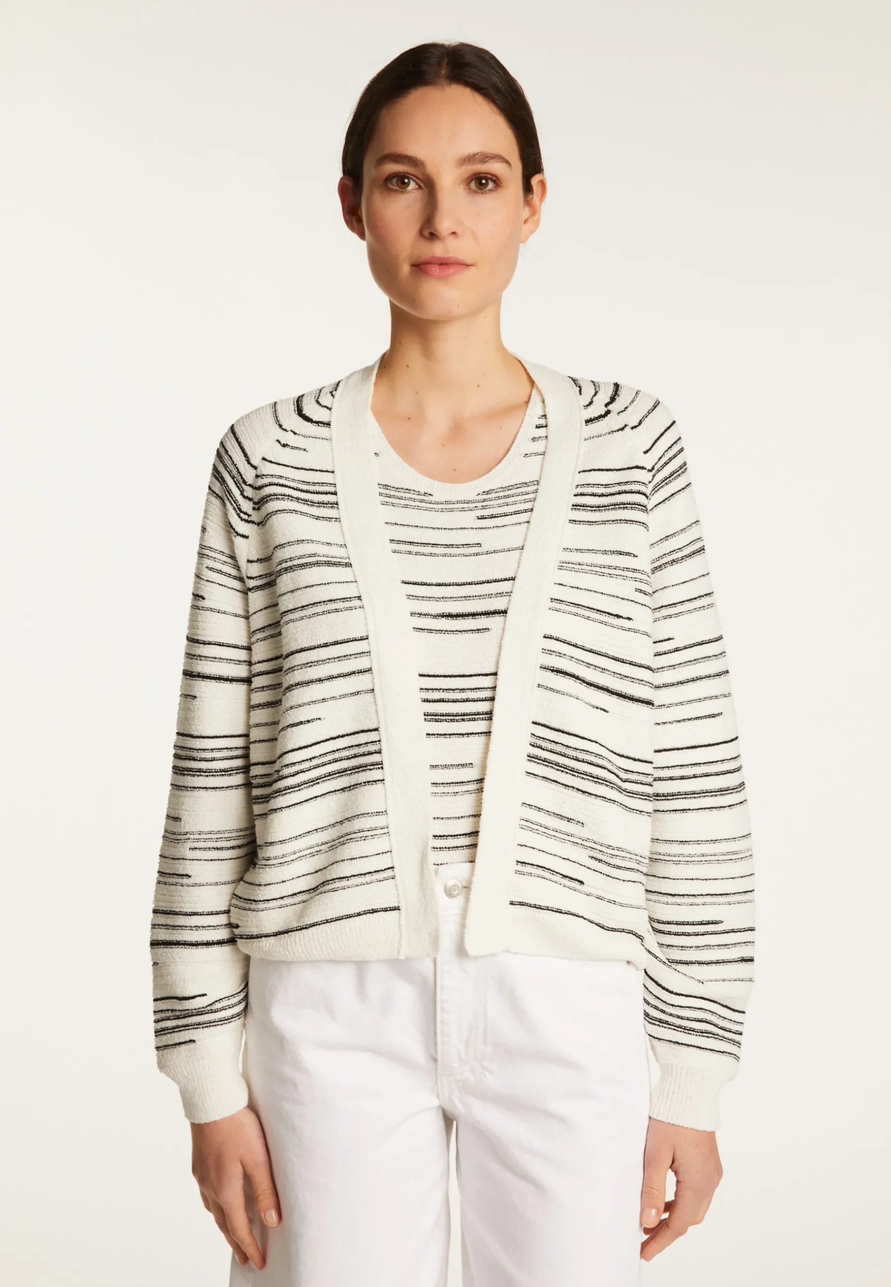 Montagut Vestes Et Cardigans-Gilet à rayures en coton - Darcy 82-Ecru