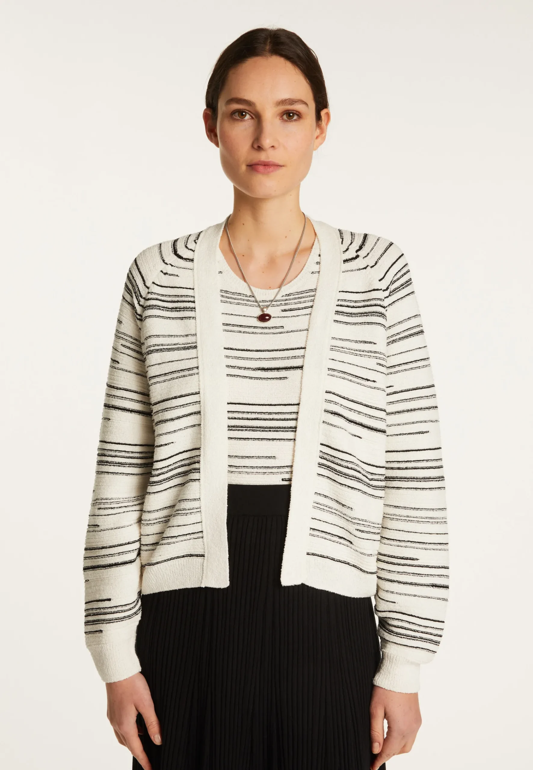 Montagut Vestes Et Cardigans-Gilet à rayures en coton - Darcy 82-Ecru