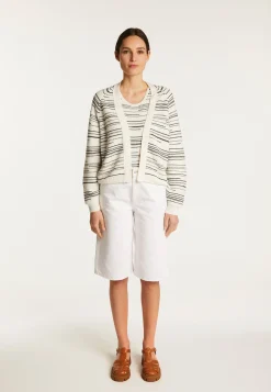 Montagut Vestes Et Cardigans-Gilet à rayures en coton - Darcy 82-Ecru