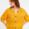 Montagut Vestes Et Cardigans-Gilet ajouré en coton et lin - Maylisse 08-Jaune