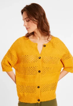 Montagut Vestes Et Cardigans-Gilet ajouré en coton et lin - Maylisse 08-Jaune