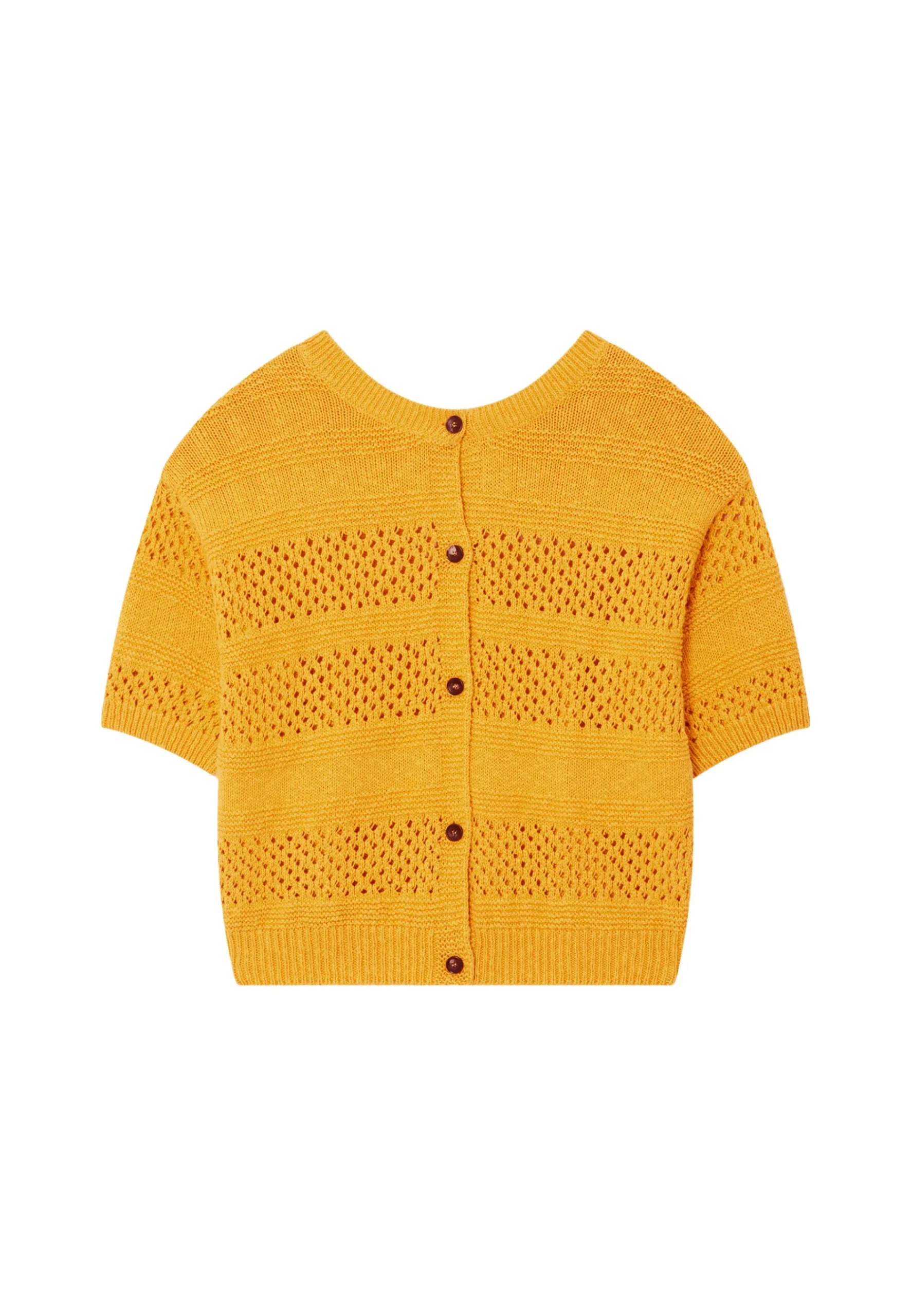 Montagut Vestes Et Cardigans-Gilet ajouré en coton et lin - Maylisse 08-Jaune