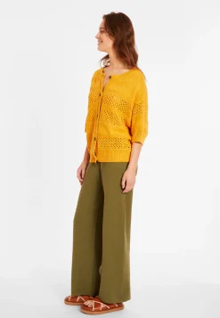 Montagut Vestes Et Cardigans-Gilet ajouré en coton et lin - Maylisse 08-Jaune