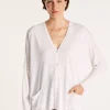 Montagut Vestes Et Cardigans-Gilet ample avec poches en lin flammé - Maureen 02-Blanc