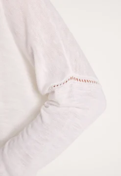 Montagut Vestes Et Cardigans-Gilet ample avec poches en lin flammé - Maureen 02-Blanc