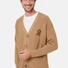 Montagut Vestes Et Cardigans-Gilet ample boutoné avec logo en laine mérinos - Frederic 88-Camel