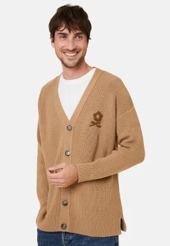 Montagut Vestes Et Cardigans-Gilet ample boutoné avec logo en laine mérinos - Frederic 88-Camel