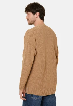 Montagut Vestes Et Cardigans-Gilet ample boutoné avec logo en laine mérinos - Frederic 88-Camel