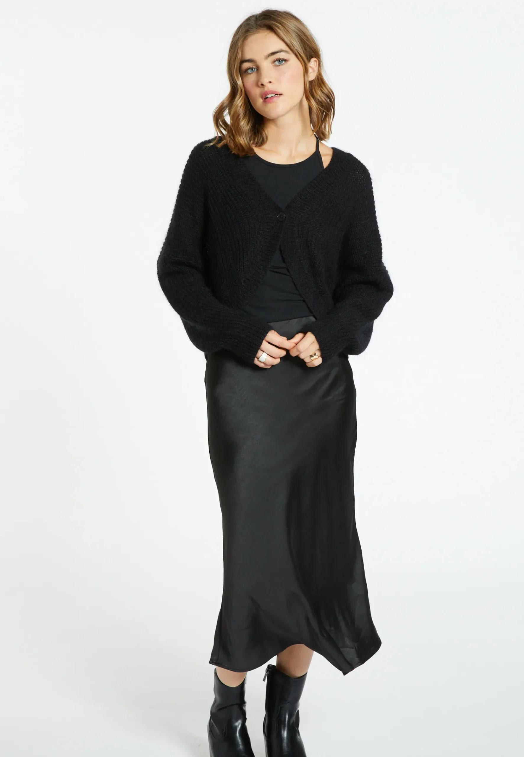Montagut Vestes Et Cardigans-Gilet ample en mohair - Ciara 01-Noir