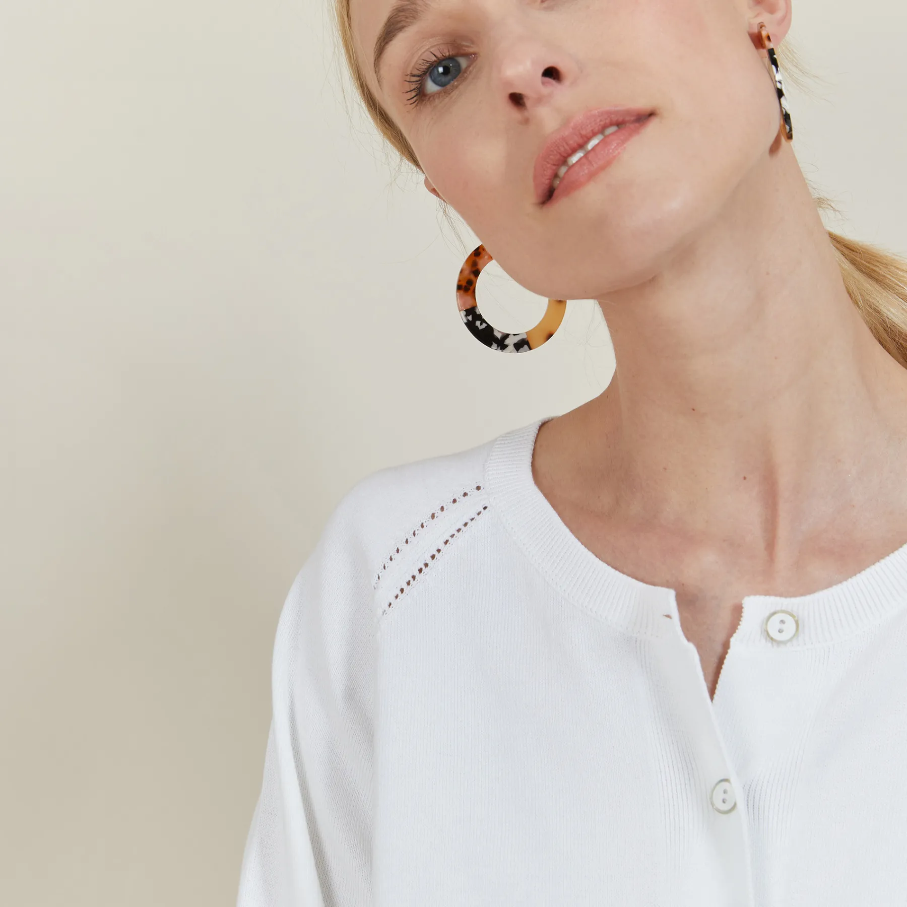 Montagut Vestes Et Cardigans-Gilet avec cordon en coton - Aniss 02-Blanc