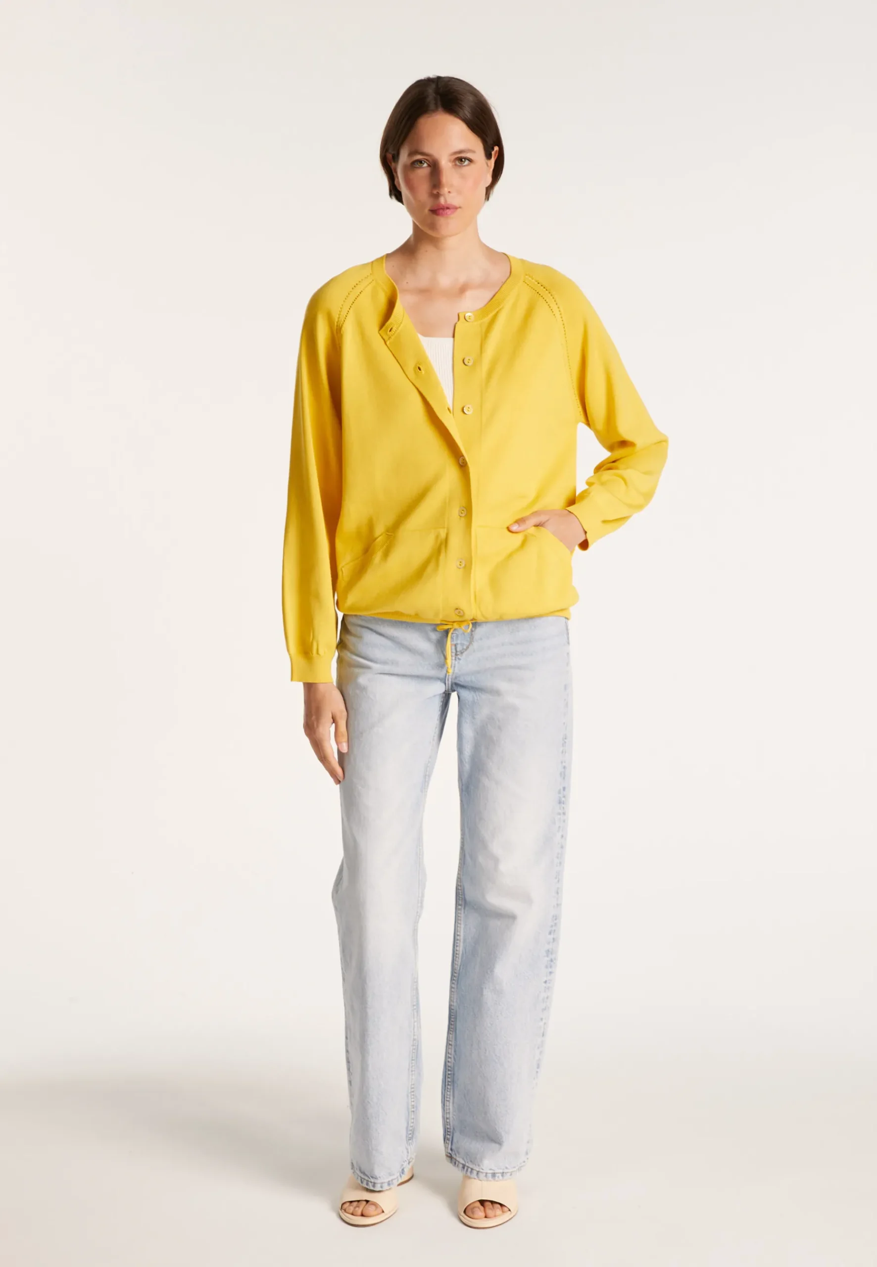Montagut Vestes Et Cardigans-Gilet avec cordon en coton - Aniss 08-Jaune