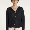 Montagut Vestes Et Cardigans-Gilet avec cordon en lin - Mellia 05-Bleu marine