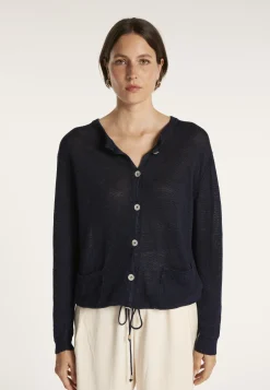 Montagut Vestes Et Cardigans-Gilet avec cordon en lin - Mellia 05-Bleu marine