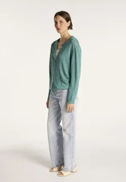Montagut Vestes Et Cardigans-Gilet avec cordon en lin - Mellia 21-Vert foncé