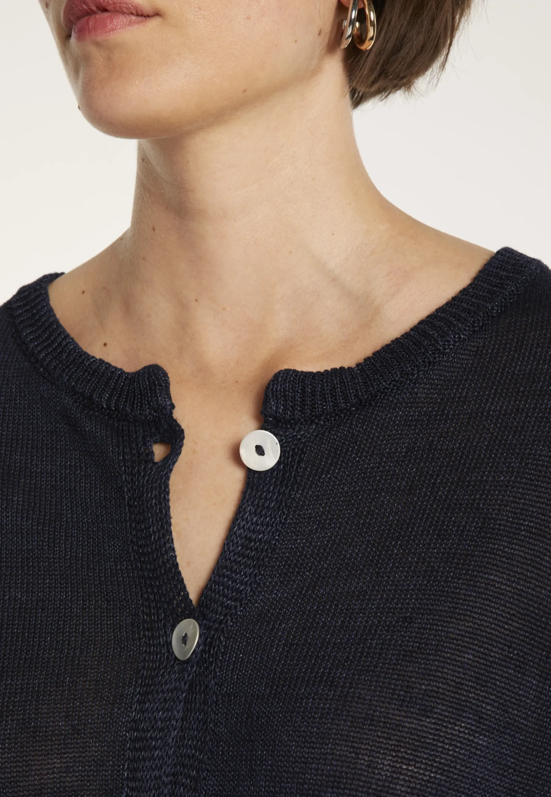 Montagut Vestes Et Cardigans-Gilet avec cordon en lin - Mellia 05-Bleu marine
