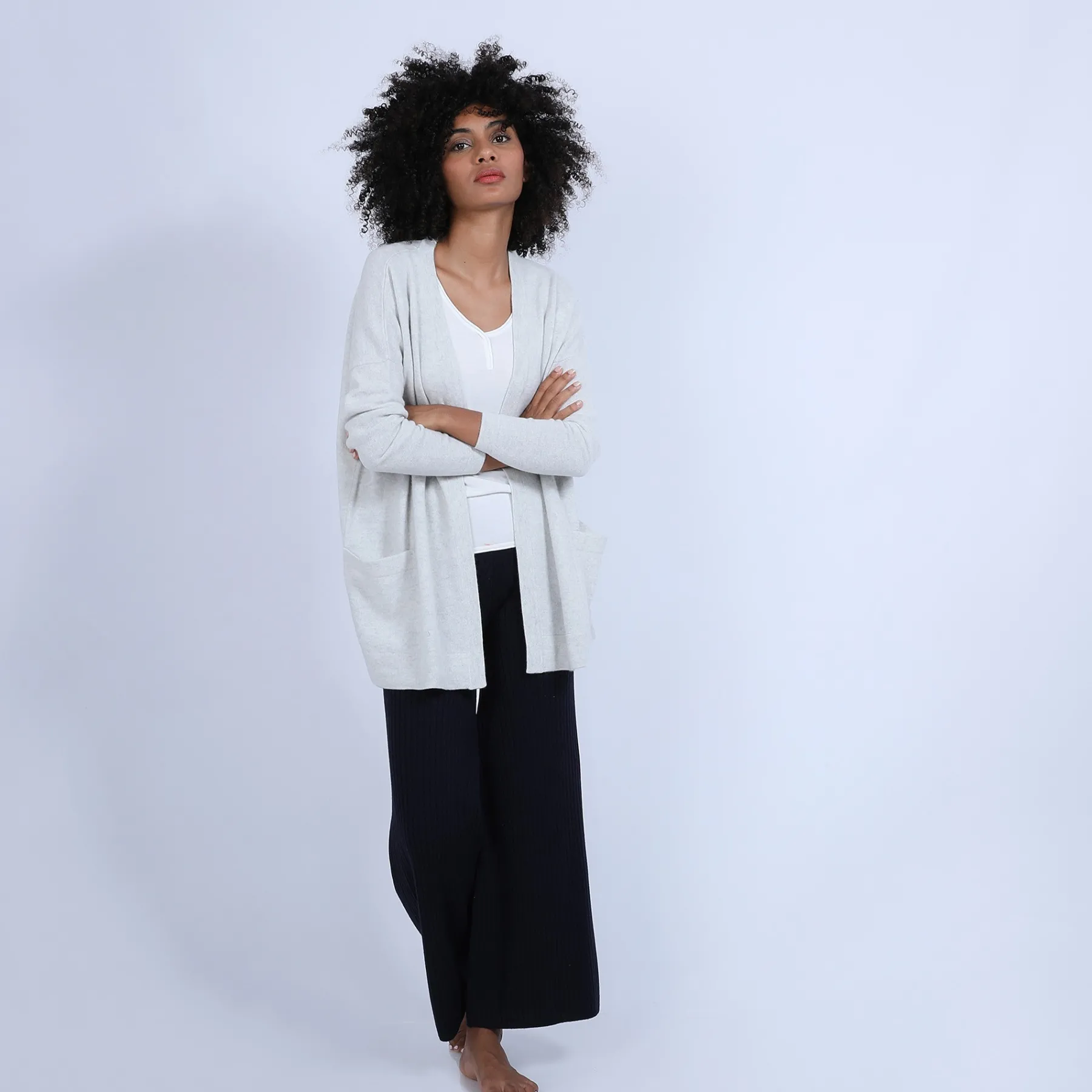 Montagut Vestes Et Cardigans-Gilet avec poches en cachemire - Ouria 11-Gris clair