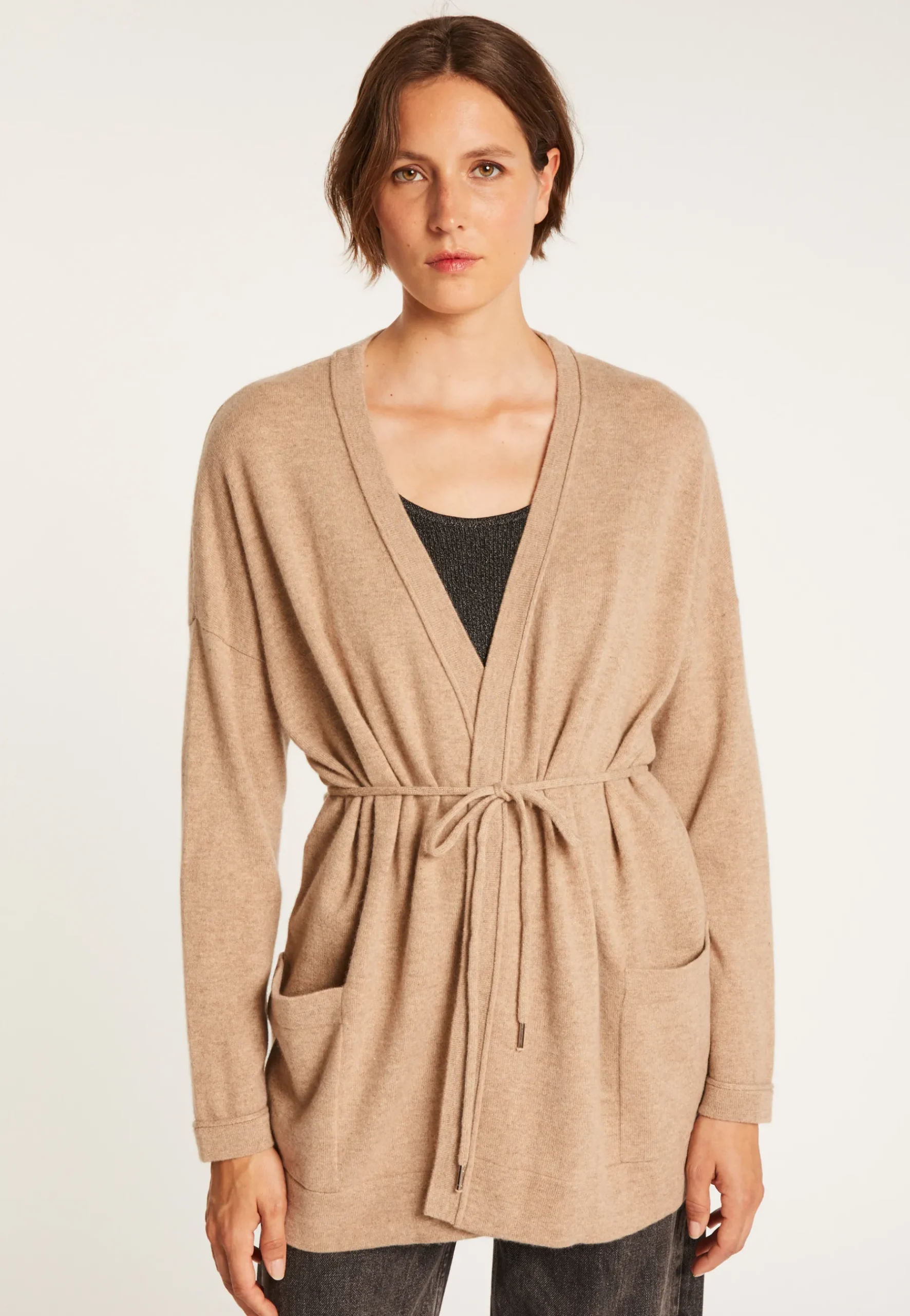 Montagut Vestes Et Cardigans-Gilet avec poches en cachemire - Ouria 14-Beige foncé