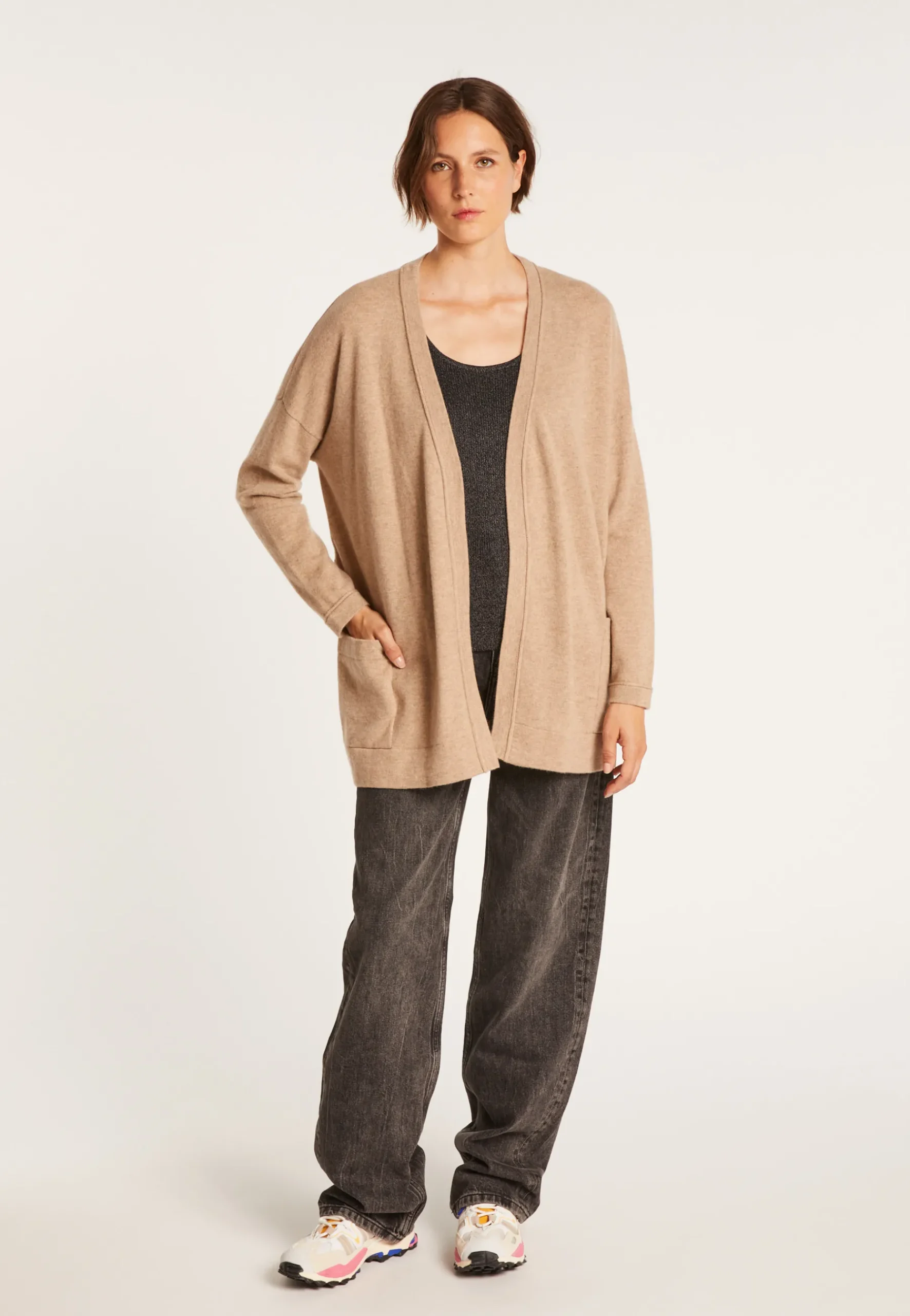 Montagut Vestes Et Cardigans-Gilet avec poches en cachemire - Ouria 14-Beige foncé