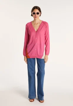 Montagut Vestes Et Cardigans-Gilet bicolore en laine - Jasmyn 25-Rose moyen