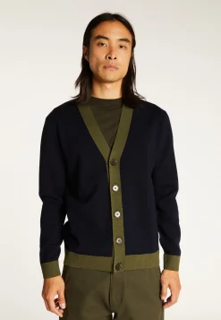 Montagut Vestes Et Cardigans-Gilet bicolore laine mérinos - Silence 05-Bleu marine