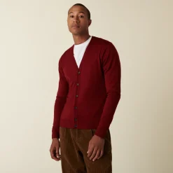 Montagut Vestes Et Cardigans-Gilet boutonné avec logo en laine mérinos - Etienne 51-Bordeaux