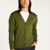 Montagut Vestes Et Cardigans-Gilet boutonné avec logo en laine mérinos - Etienne 83-Kaki