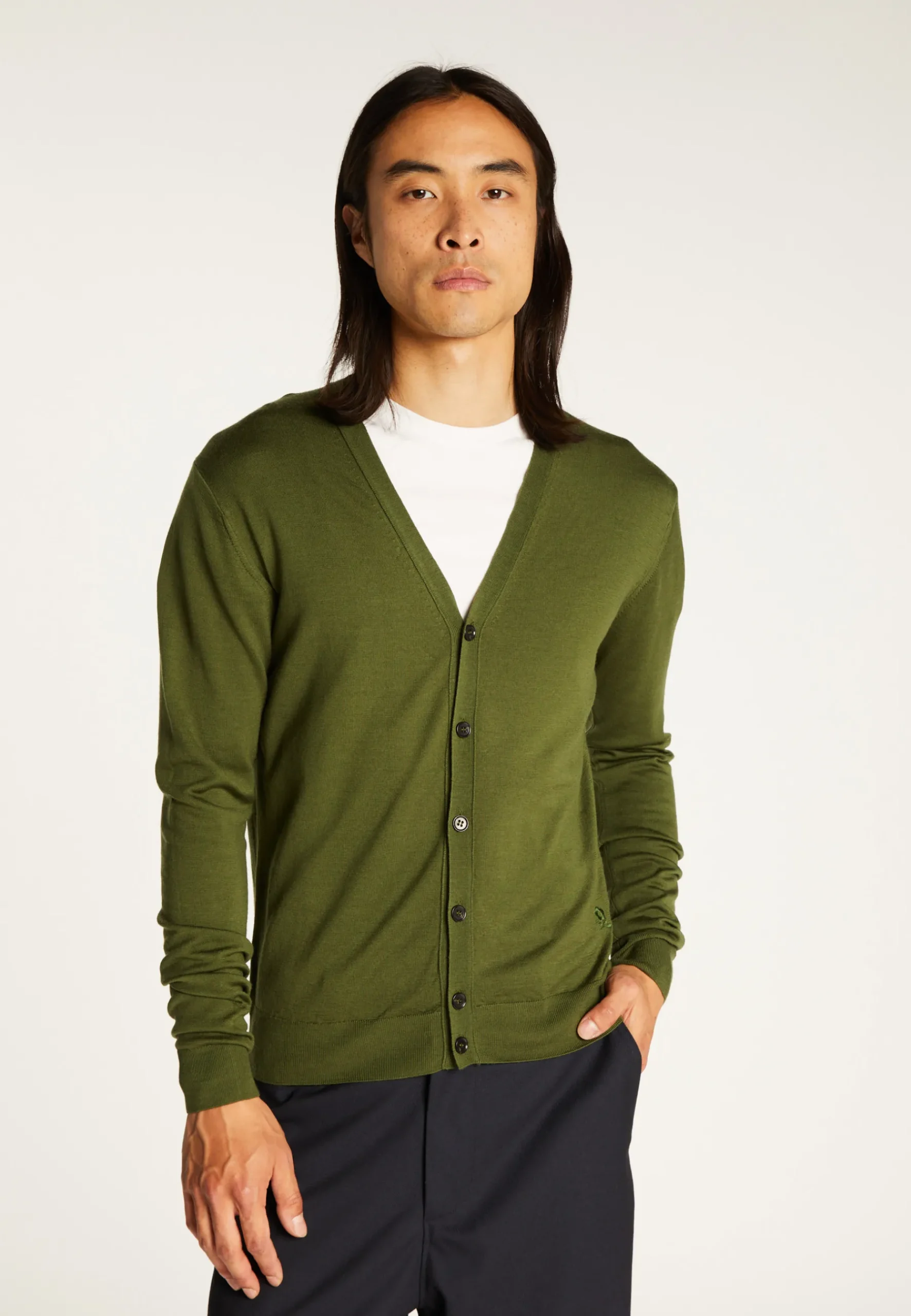 Montagut Vestes Et Cardigans-Gilet boutonné avec logo en laine mérinos - Etienne 83-Kaki