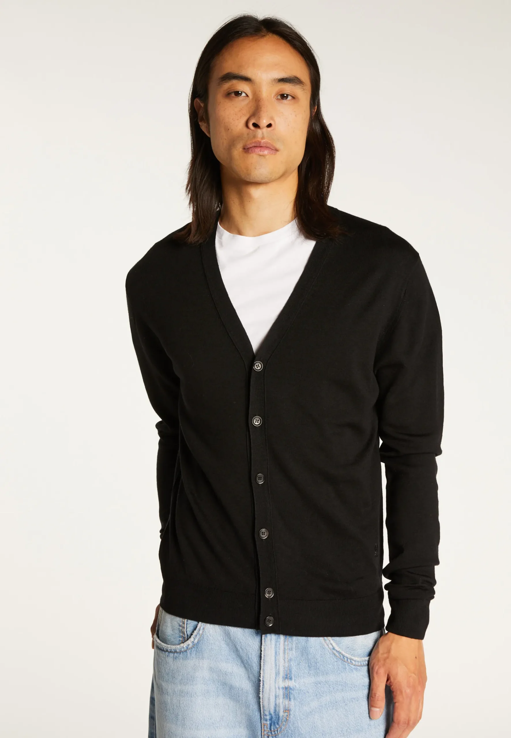 Montagut Vestes Et Cardigans-Gilet boutonné avec logo en laine mérinos - Etienne 01-Noir