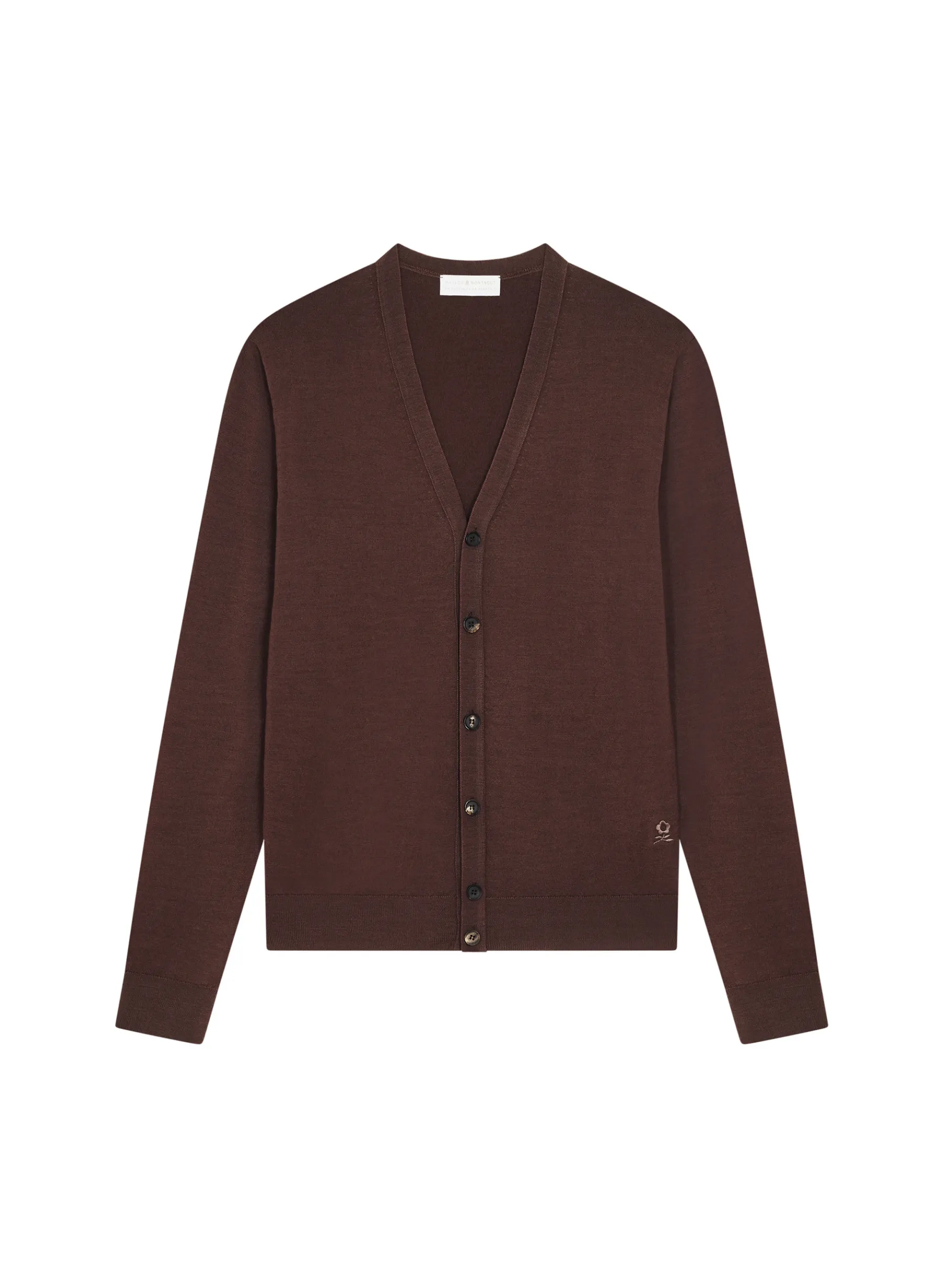 Montagut Vestes Et Cardigans-Gilet boutonné avec logo en laine mérinos - Etienne 47Marron foncé