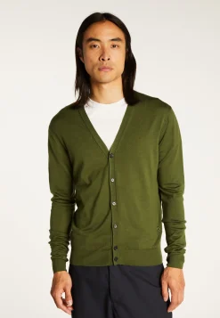 Montagut Vestes Et Cardigans-Gilet boutonné avec logo en laine mérinos - Etienne 83-Kaki