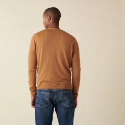 Montagut Vestes Et Cardigans-Gilet boutonné avec logo en laine mérinos - Etienne 88-Camel