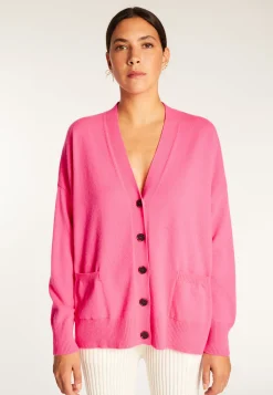 Montagut Les Incontournables-Gilet boutonné en cachemire - Ariel 91-Fuchsia