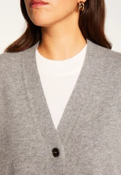 Montagut Les Incontournables-Gilet boutonné en cachemire - Ariel 09-Gris moyen
