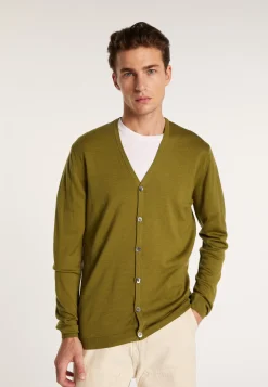 Montagut Vestes Et Cardigans-Gilet boutonné en laine mérinos - Etienne 83-Kaki