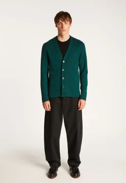 Montagut Vestes Et Cardigans-Gilet boutonné en laine mérinos - Ezra 21-Vert foncé