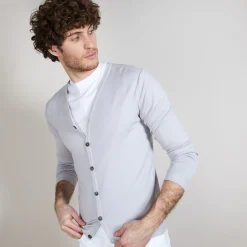 Montagut Vestes Et Cardigans-Gilet boutonné en laine mérinos - Etienne 11-Gris clair