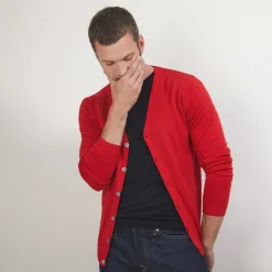 Montagut Vestes Et Cardigans-Gilet boutonné en laine mérinos - Etienne 52-Rouge
