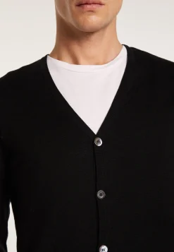 Montagut Vestes Et Cardigans-Gilet boutonné en laine mérinos - Etienne 01-Noir