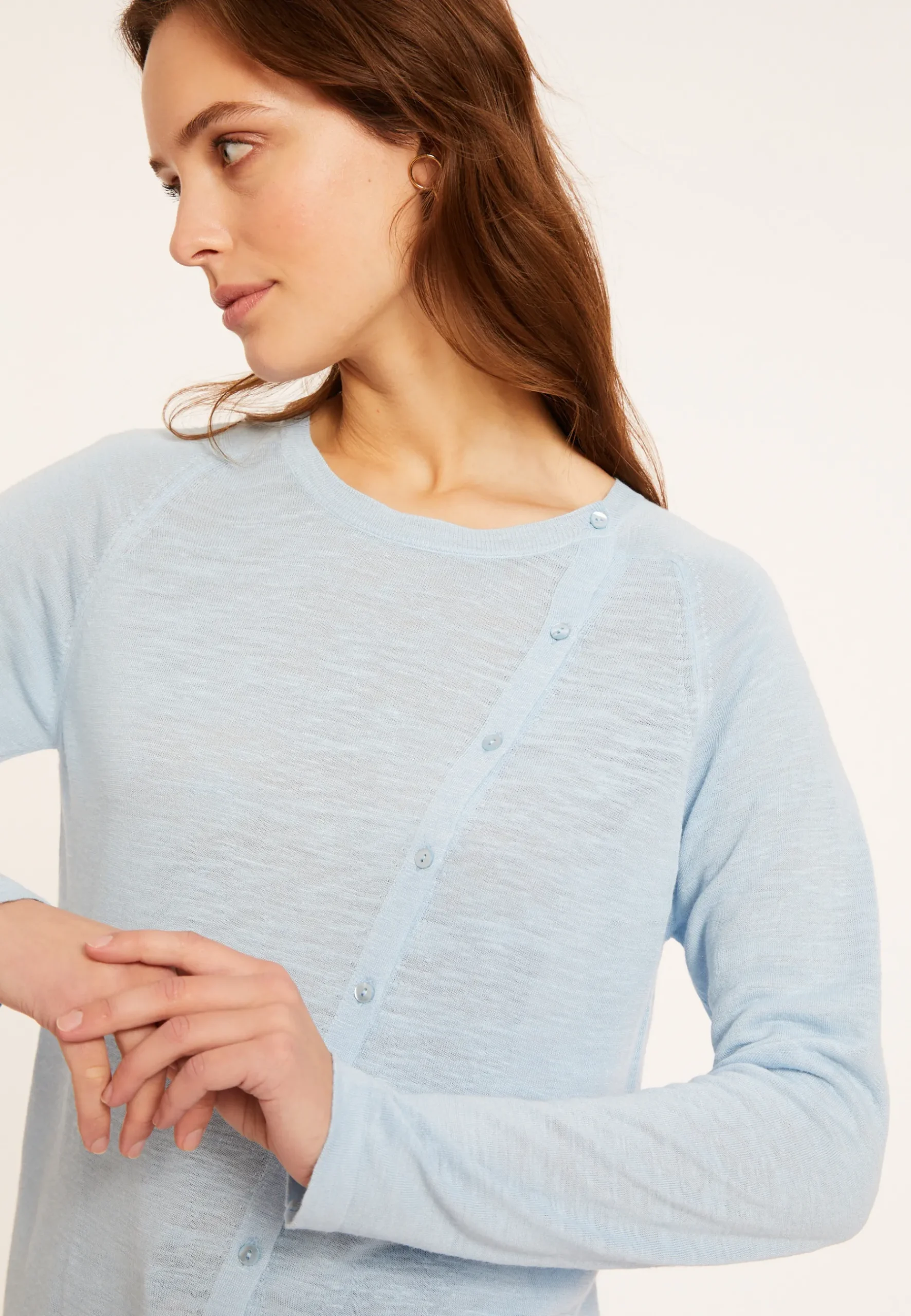 Montagut T-Shirts Et Débardeurs-Gilet boutonné en lin flammé - Mado 04-Bleu clair
